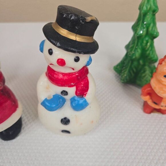 Vintage Gurly Halo Christmas Candle Lot 10 Santa Snowman Angel Tree Choir - Picture 9 of 16